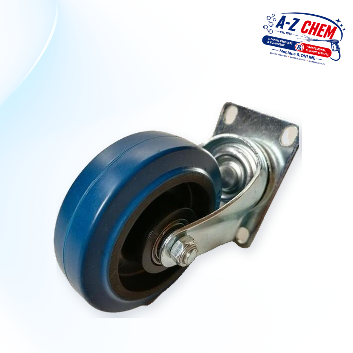 100mm Blue Complete Castor - Carpet Cleaning Machine Part - product detail view 4 - A-Z Chem South Africa