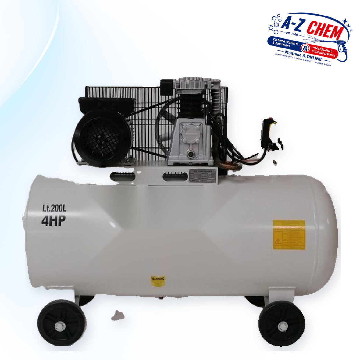 200L 4HP belt-driven electric air compressor – view 1