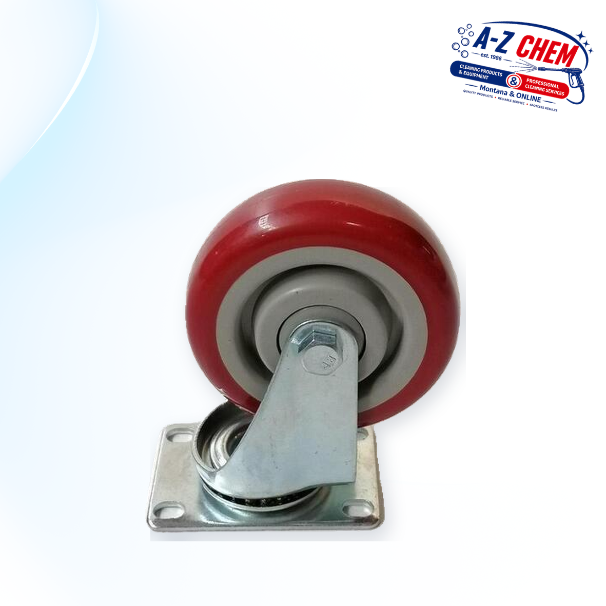 Castor Complete 100mm Wheels RED - Carpet Cleaning Machine Part - main product view - A-Z Chem South Africa