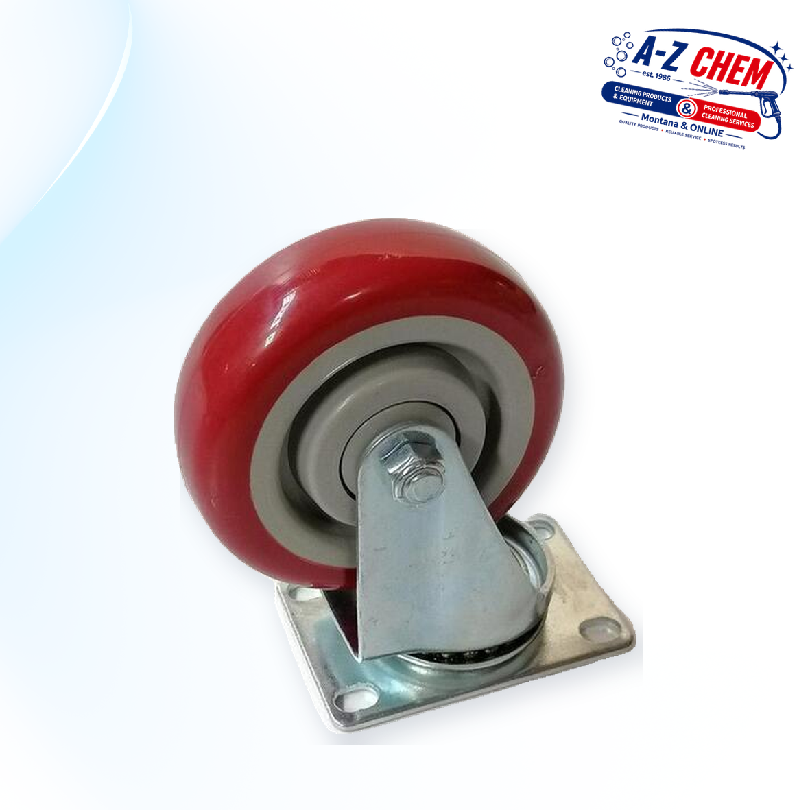 Castor Complete 100mm Wheels RED - Carpet Cleaning Machine Part - product detail view 3 - A-Z Chem South Africa