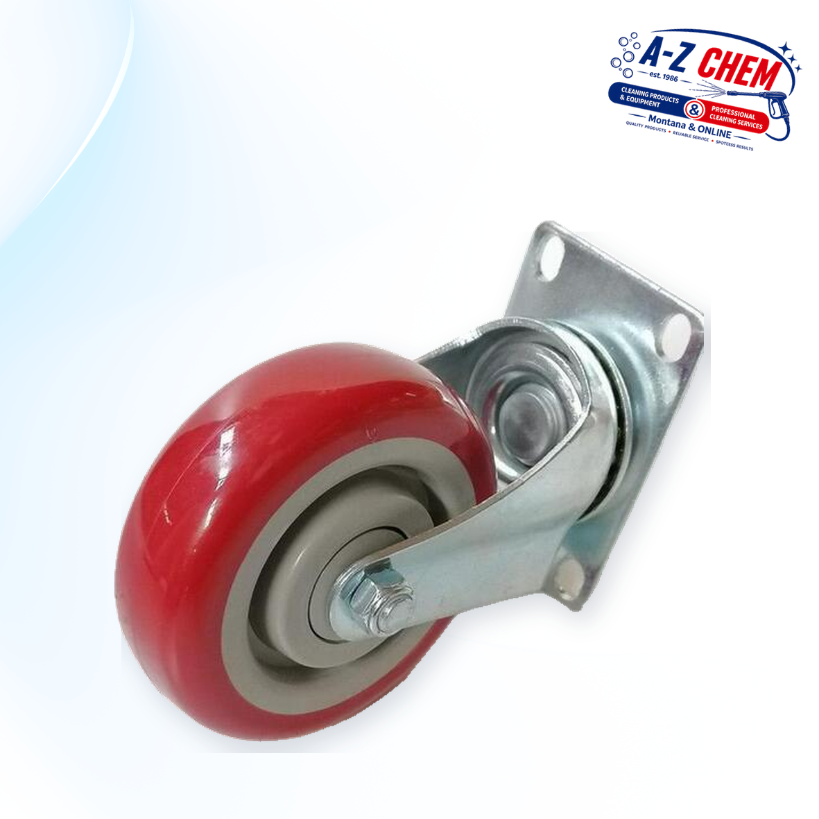 Castor Complete 100mm Wheels RED - Carpet Cleaning Machine Part - product detail view 4 - A-Z Chem South Africa