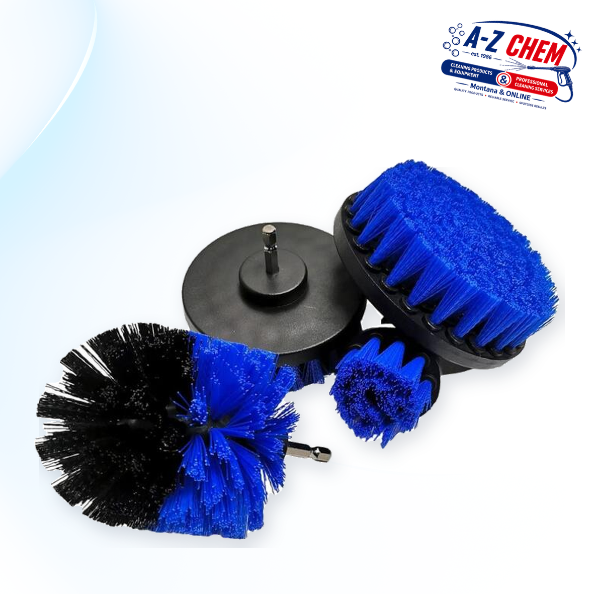 Drill Brush Set with 4 Different Pieces - Carpet Cleaning Machine Accessory - main product view - A-Z Chem South Africa