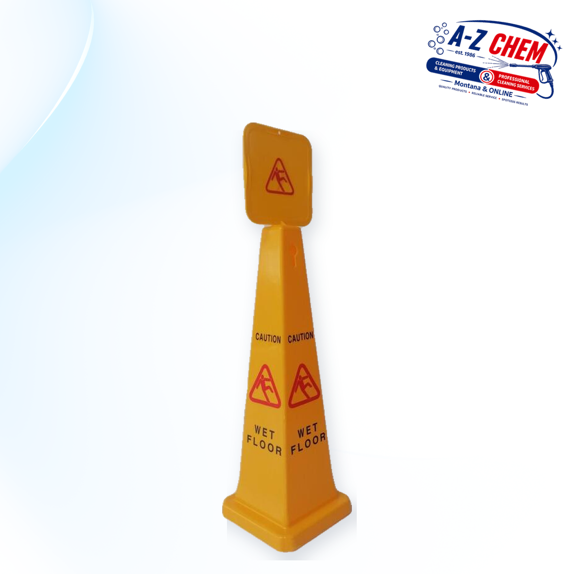 Large Triangular Cone Wet Floor Sign - main product view - A-Z Chem South Africa