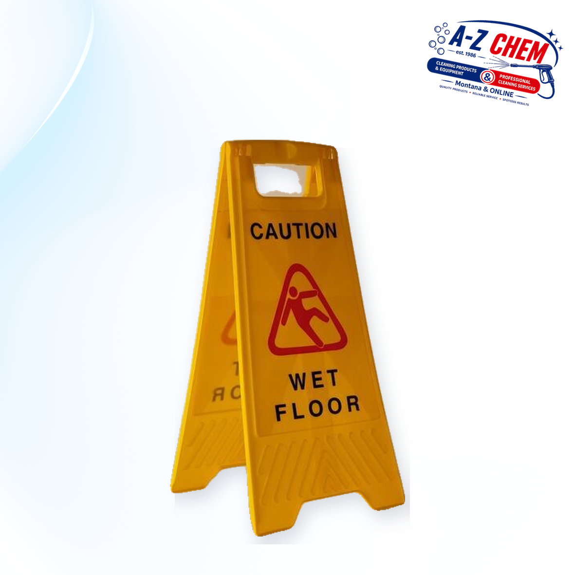 Wet Floor Sign - Yellow Background - product detail view 2 - A-Z Chem South Africa